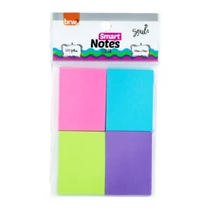 BLOCO ADESIVO P/RECADO SMART 38X51MM 4 BLOCOS C/50FLS RS/AZ/VD/RX