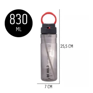 GARRAFA SQUEEZE PLAST 830ML PRETA/VERMELHA