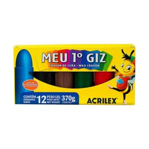 GIZ CERA CURTON 12 CORES ACRILEX PRIMEIRO GIZ