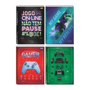 CADERNO BROCHURA 80 FOLHAS CAPA DURA PLAYER 1 26 JANDAIA