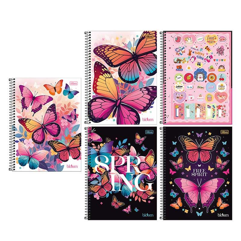 CADERNO CAPA DURA ESPIRAL 01X1 80 FOLHAS BLOOM TILIBRA